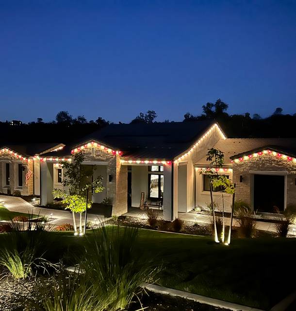 christmas lights installation on a house