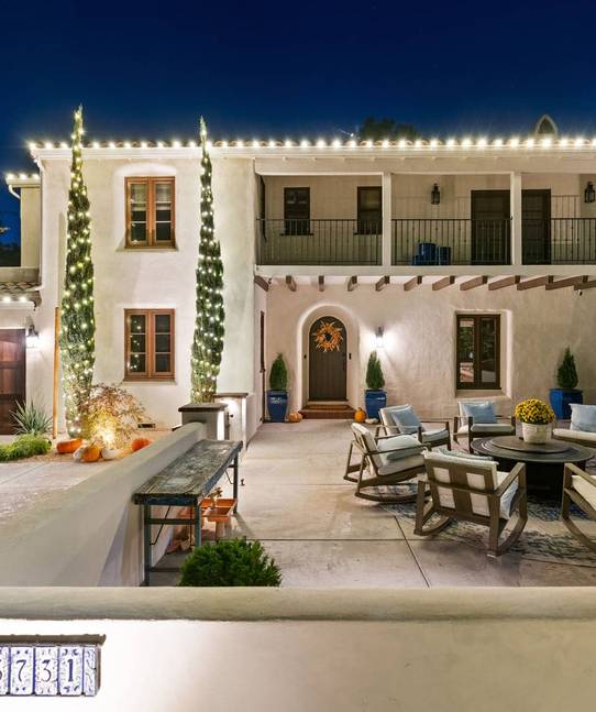 christmas lights installation on a house